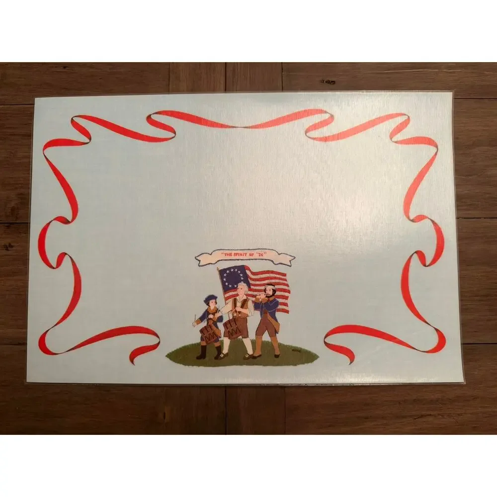 6 Plastic coated PLACEMATS 1776‎ Bicentennial SPIRIT OF '76 - Rosetta Valone